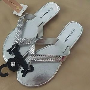RaySun silver rhinestone sandals size 9